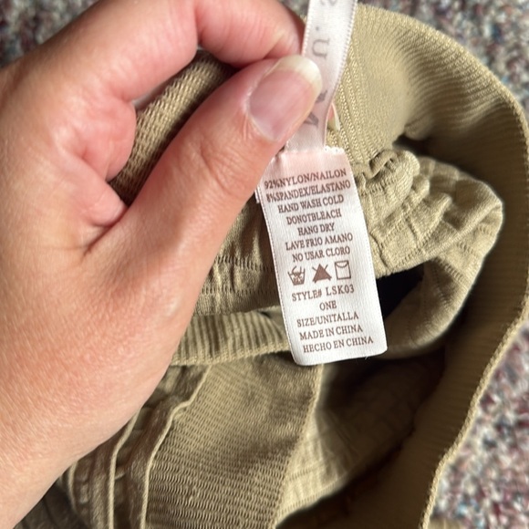 Elegant Tan Ruched Textile Bodycon Elastic Stretchy Pencil Midi Skirt size M - Picture 6 of 7